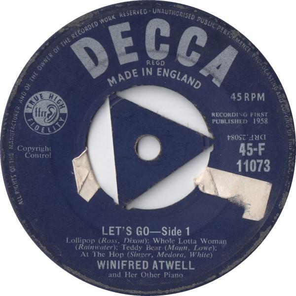 

7inch Record WINIFRED ATWELL - Let s Go 45F11073 Decca 1958 UK Jazz Used