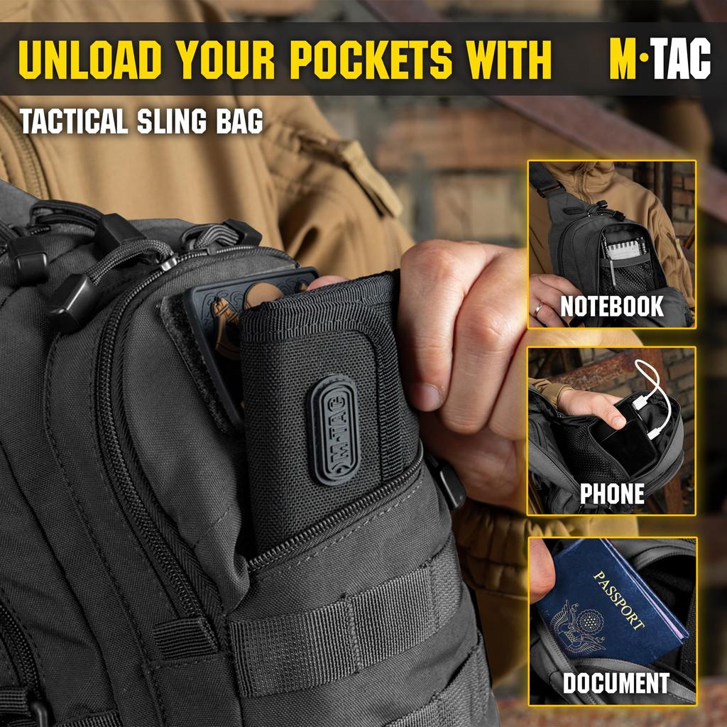 Shoulder Tactical Sling Small Backpack for Men Perfect for Chest Sling Mini Backpack M-Tac Bag, Bag, - Crossbody, Pack,