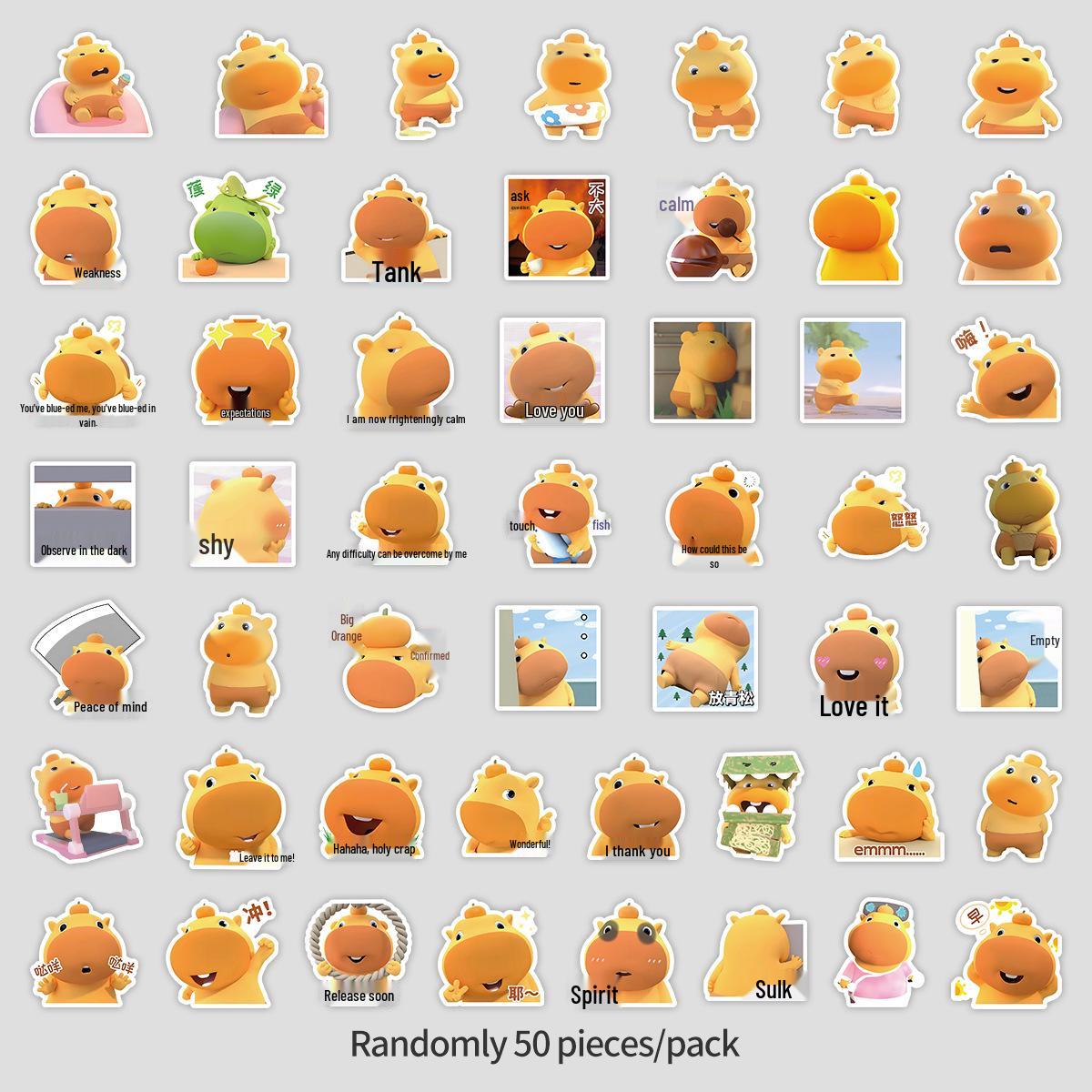 Cute Capybara Graffiti Stickers - 50-Pack Waterproof Decorative Stickers for Water Bottle, Phone, Computer, Suitcase.