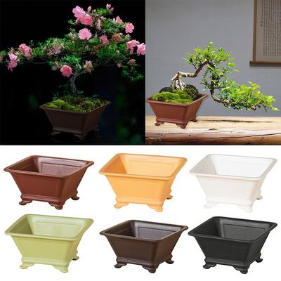 Einfache Imitation Lila Ton Blumentöpfe Langlebig Dick Bunt Vierseitiges Becken DIY Bonsai Tablett Töpfe Gartenarbeit