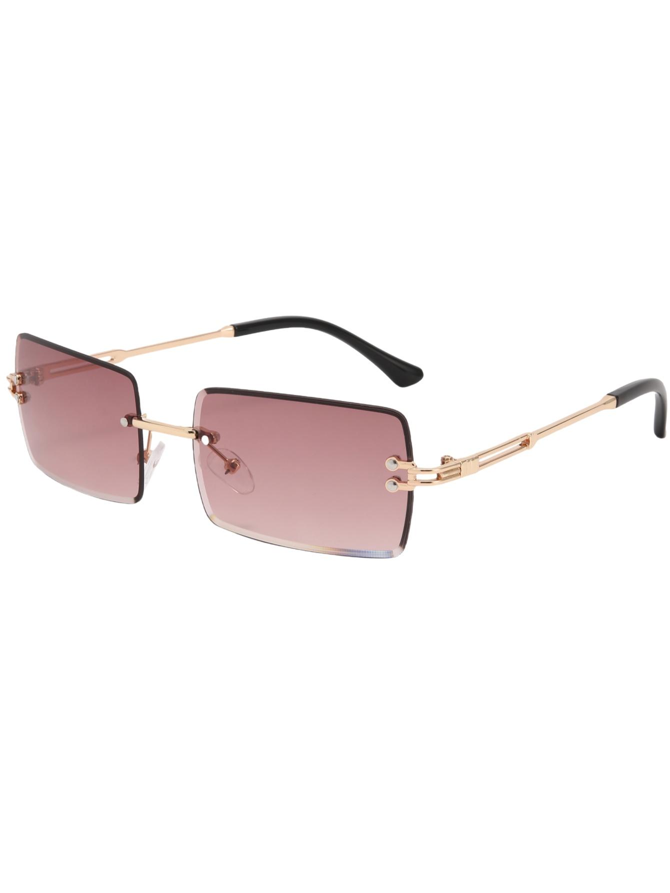 Latest borderless trim square fashion sunglasses travel posing concave sunglasses High Quality Premium Material