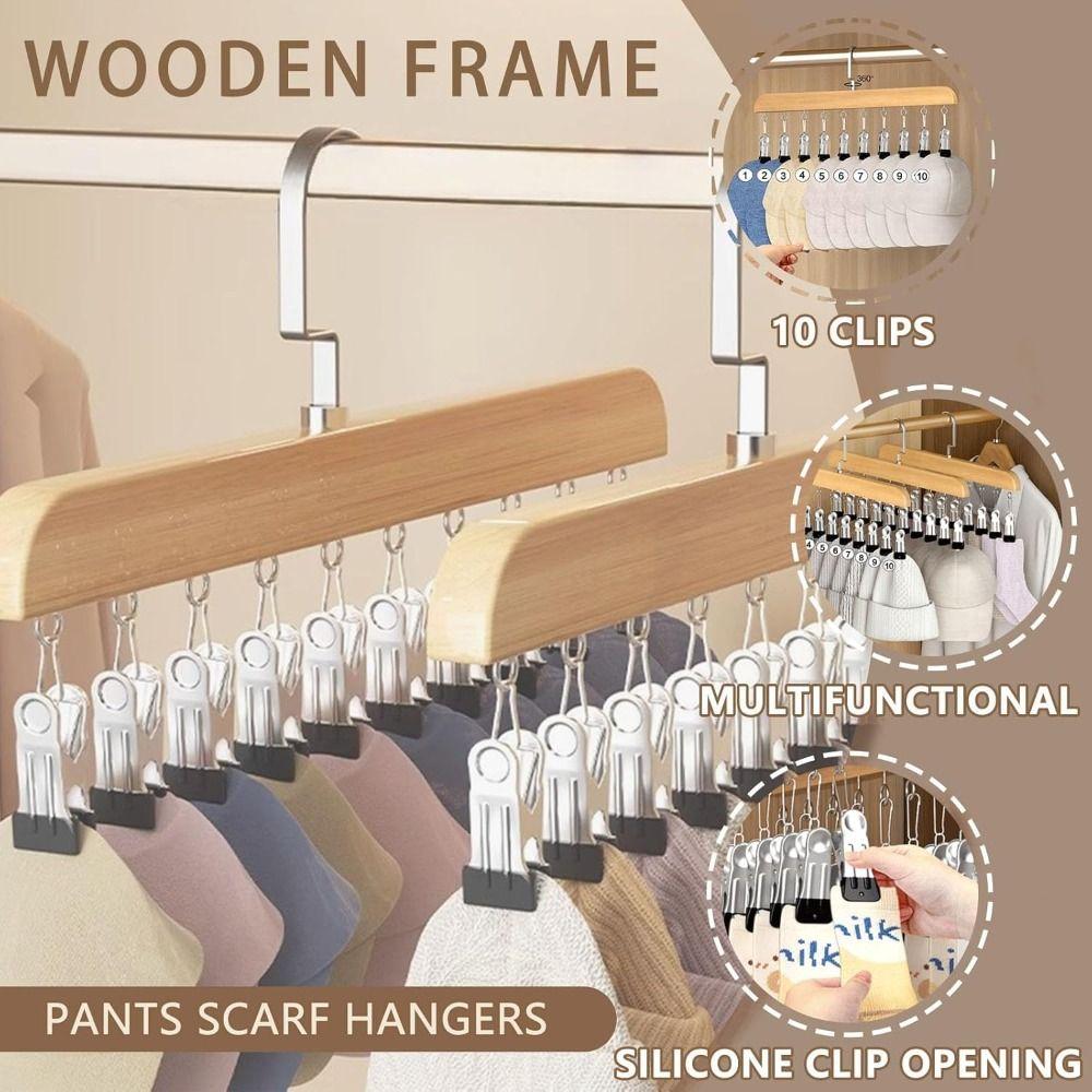 High Quality with 10 Clips Closet Organizer 360° Rotating Space Saving Legging Hangers Multifunctional Free Grip Hanging Rack