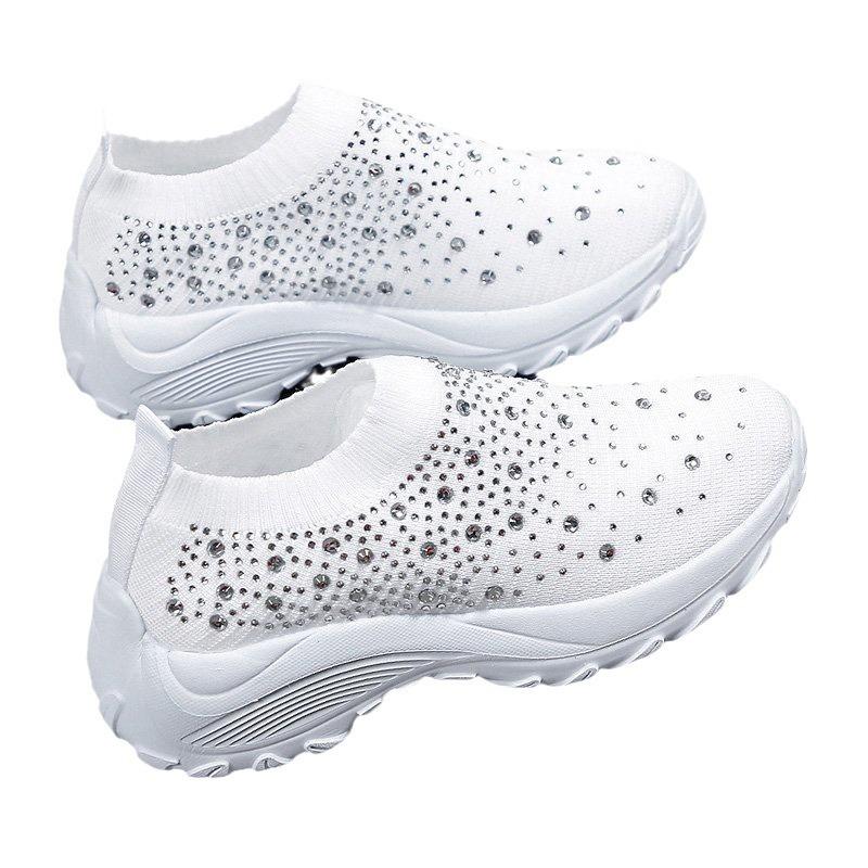 European and American Foreign Trade Large-size Single Shoes 2024 Summer New Solid-color Rhinestone Foot Cover Casual Round Head Low-top Comfortable Si