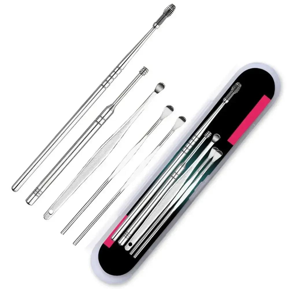 5/6Pcs Stainless Steel Ear Picking Tool Set Ear Cleaner Ear Ear Cleaning Spoon Ear Protector Health Care dirt Remover
