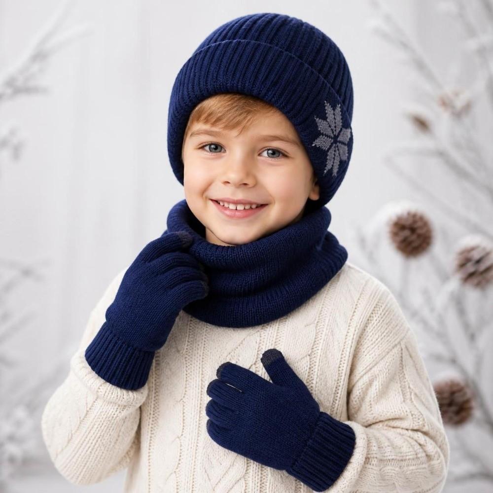 3Pcs Set Warm Winter Hat Scarf Gloves Set Fleece Lined Winter Accessories Set Children