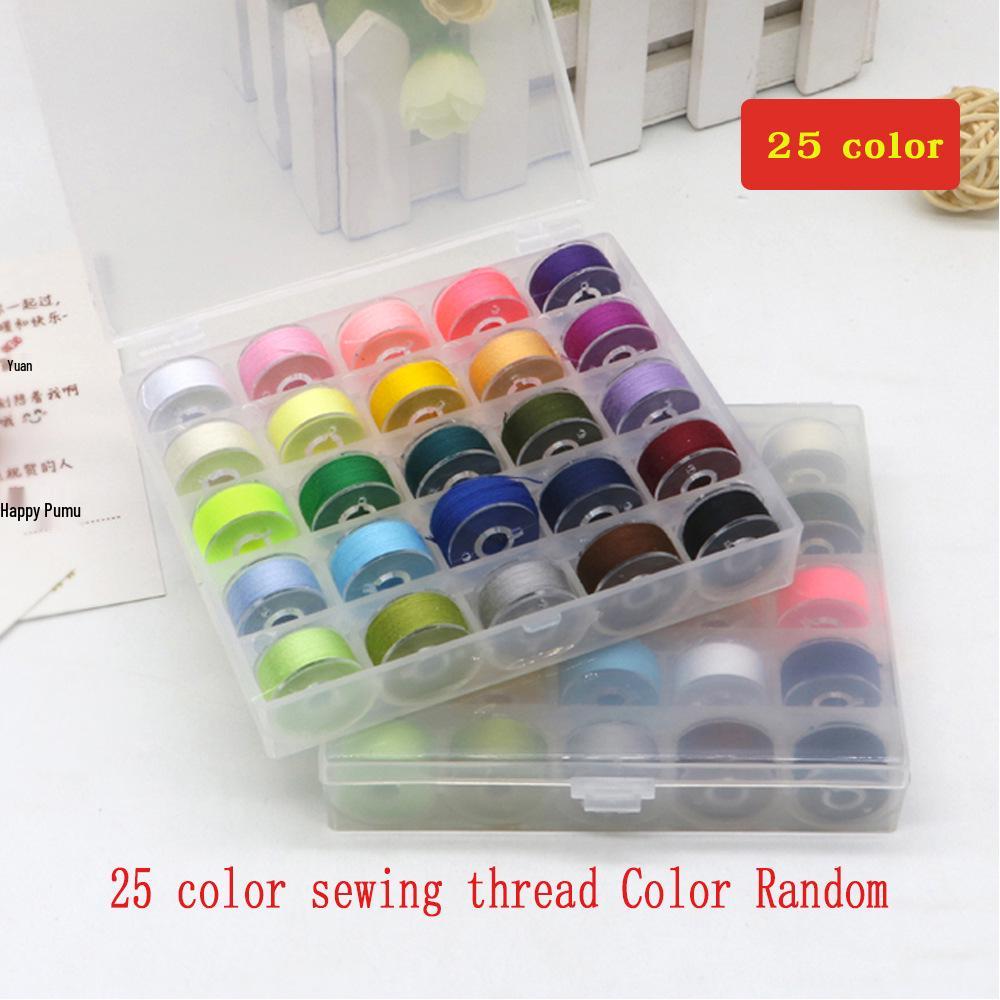 

Colorfast Sewing Bobbin Set: 25 Colors, 36 Bobbins with Plastic Needle and Thread Box.