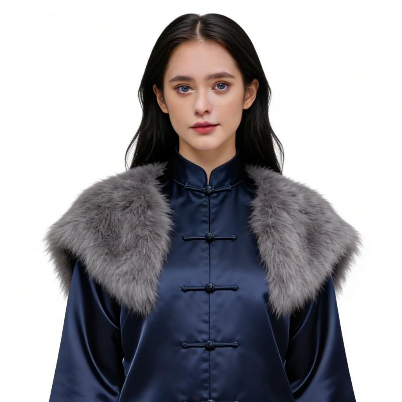 Vintage Medieval Styles Cloak With Luxurious Artificial Furs Costume Shoulder Wrap For Halloween Cosplay And Photography