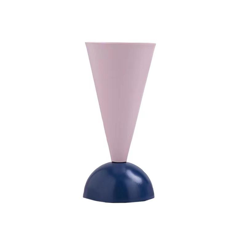 Creative Metallic Colored Vase Geometric Triangle Flower Vase Flower Arrangement Accessories Terrarium Home Decoration