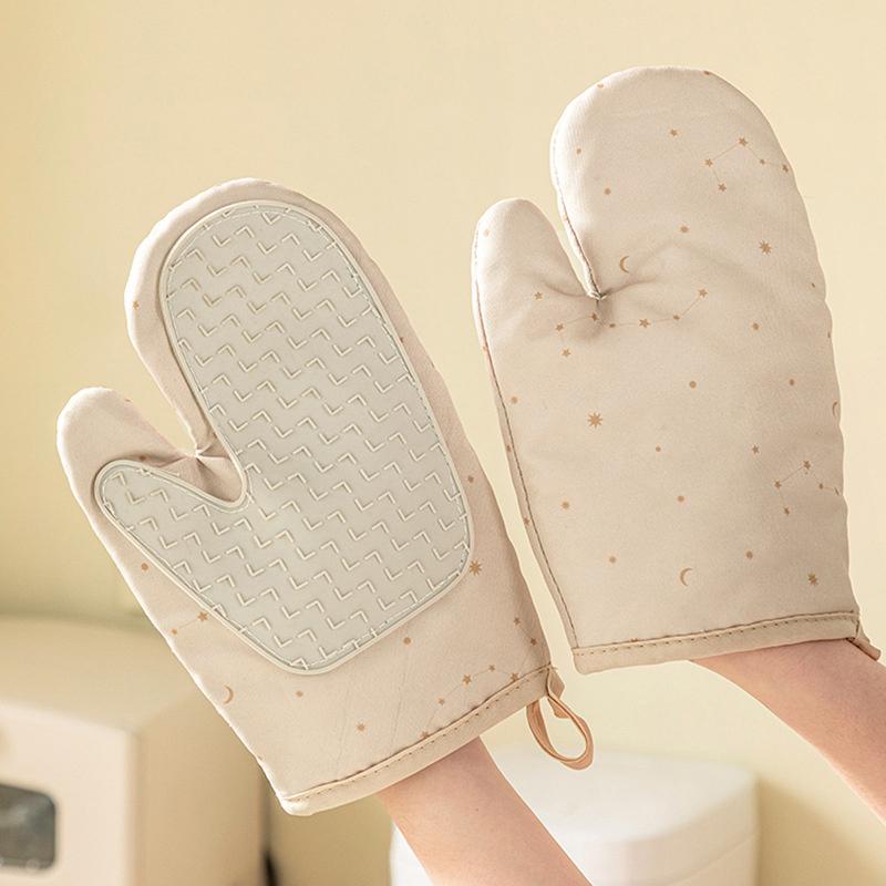 Cotton And Silicone Baking Gloves Microwave Oven Gloves Household Insulation Gloves Oven Anti-Scalding Glove Kitchen Baking Tool