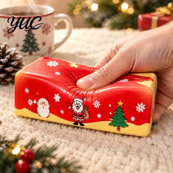 Soft Butter Squeeze Toys Christmas Squishy Fidget Toy, Slow Rising Stress Relief Silent Desk Relievers Xmas Santa Reindeer Sensory Portable