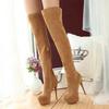 Winter Warm Plush Ultra-High Stiletto Long-Tube Women's Boots High Waterproof Platform Side Zipper Over-The-Knee Boots 2025