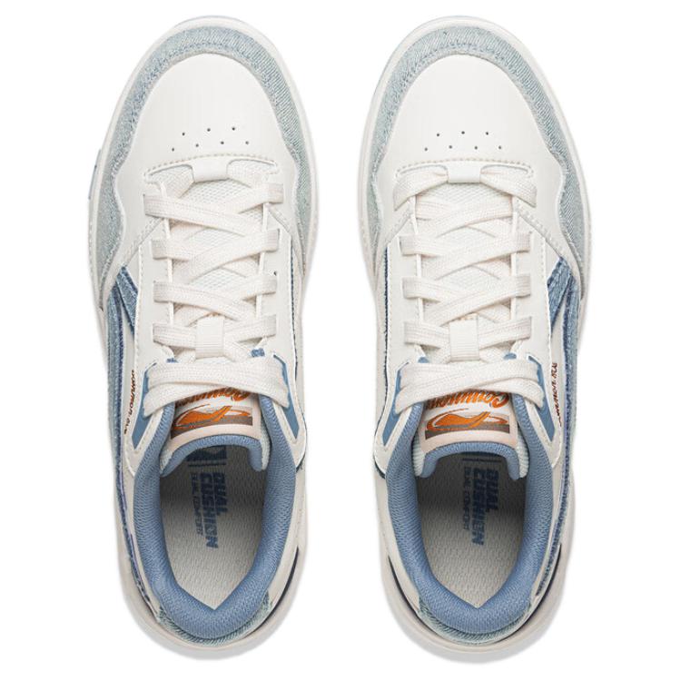 New LiNing Common 80s Anti-Slip Wear-Resistant Low-Top Skateboard Shoes Women's White Blue AGCV024-5