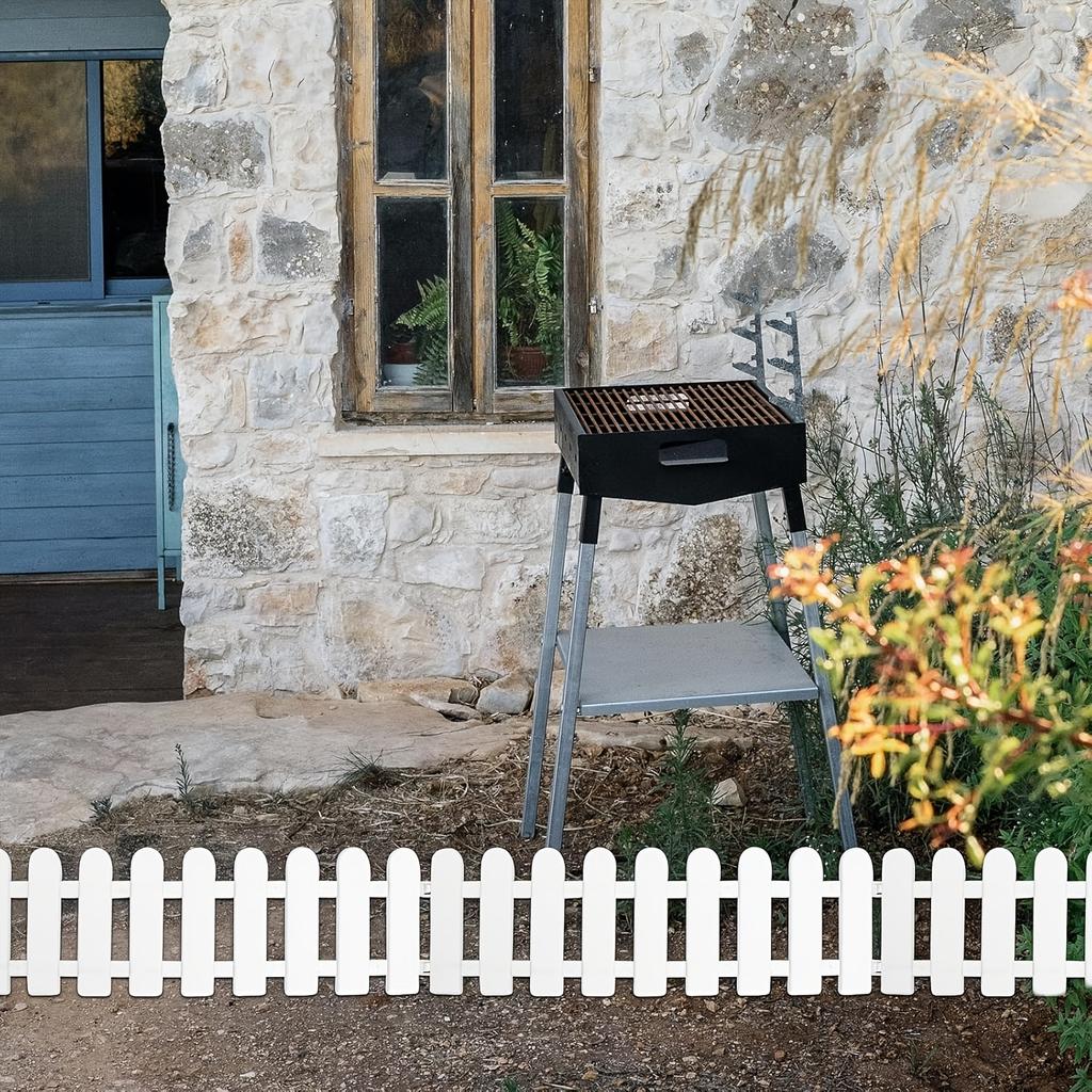WTEMPO White Fence Panels Rustic European Style Outdoor Landscape Border for Gardens Flower Beds Natural Ambiance Fencing Made of Plastic
