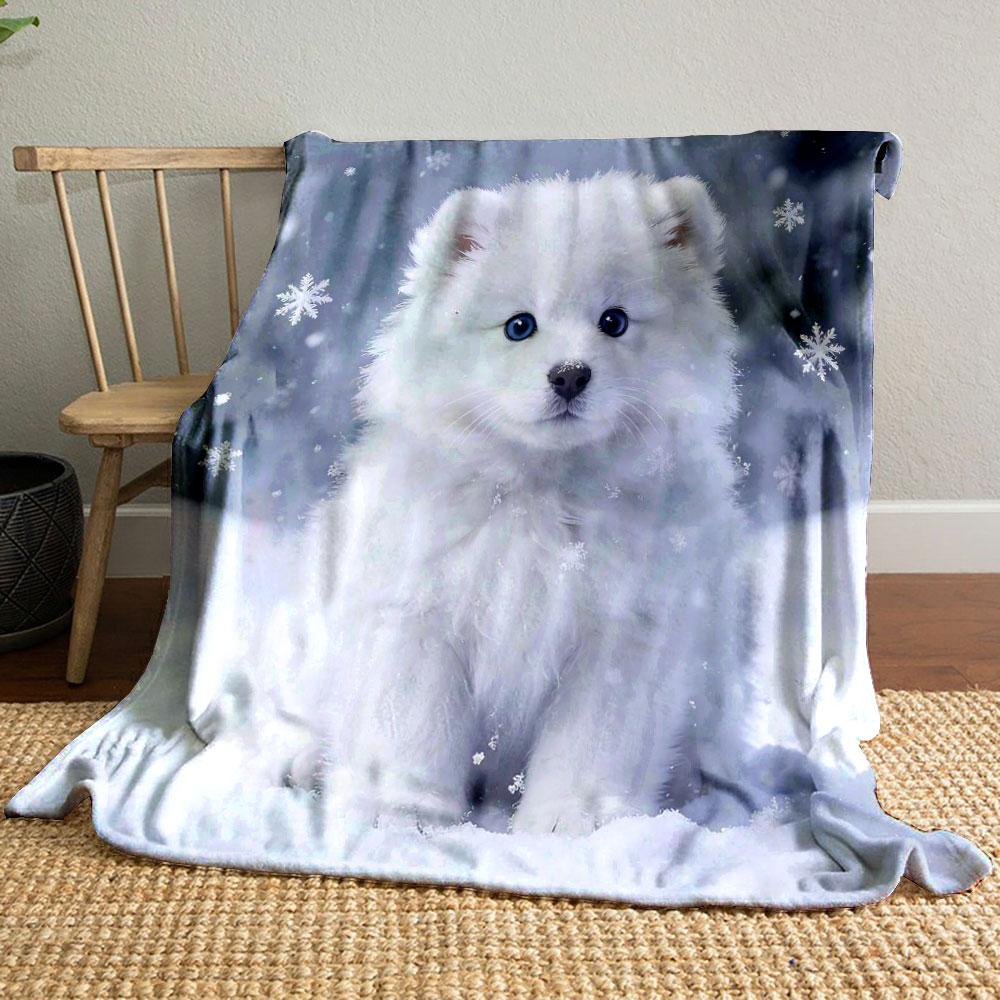 Cute puppy under the starry sky Printed Blanket Children Adult Blanket Soft and Warm Bedding for Bed Sofa Outdoor Travel Blanket