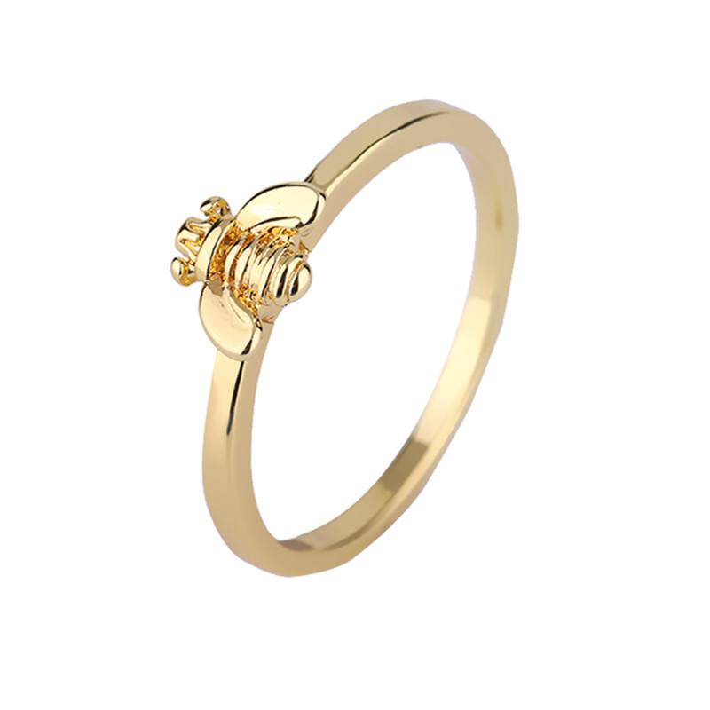 VENTFILLE CopperGolden Bee Closed Mouth Ring Women Personality Creative Design For Party Holiday Hand Jewelry Gift