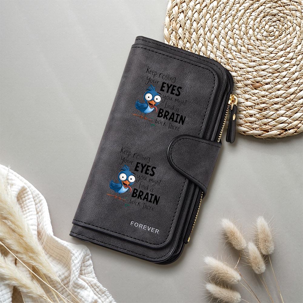Funny Bird Print Leather Wallet Casual Women Long Purse Card Holder