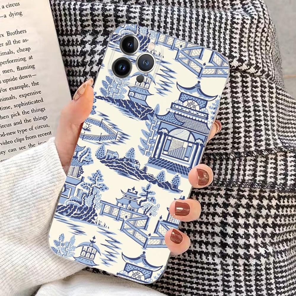 Blue and white porcelain Phone Case for iPhone 15 8 7 6 6S Plus X SE 2020 XR XS 14 11 12 13 Mini Pro Max Mobile Case