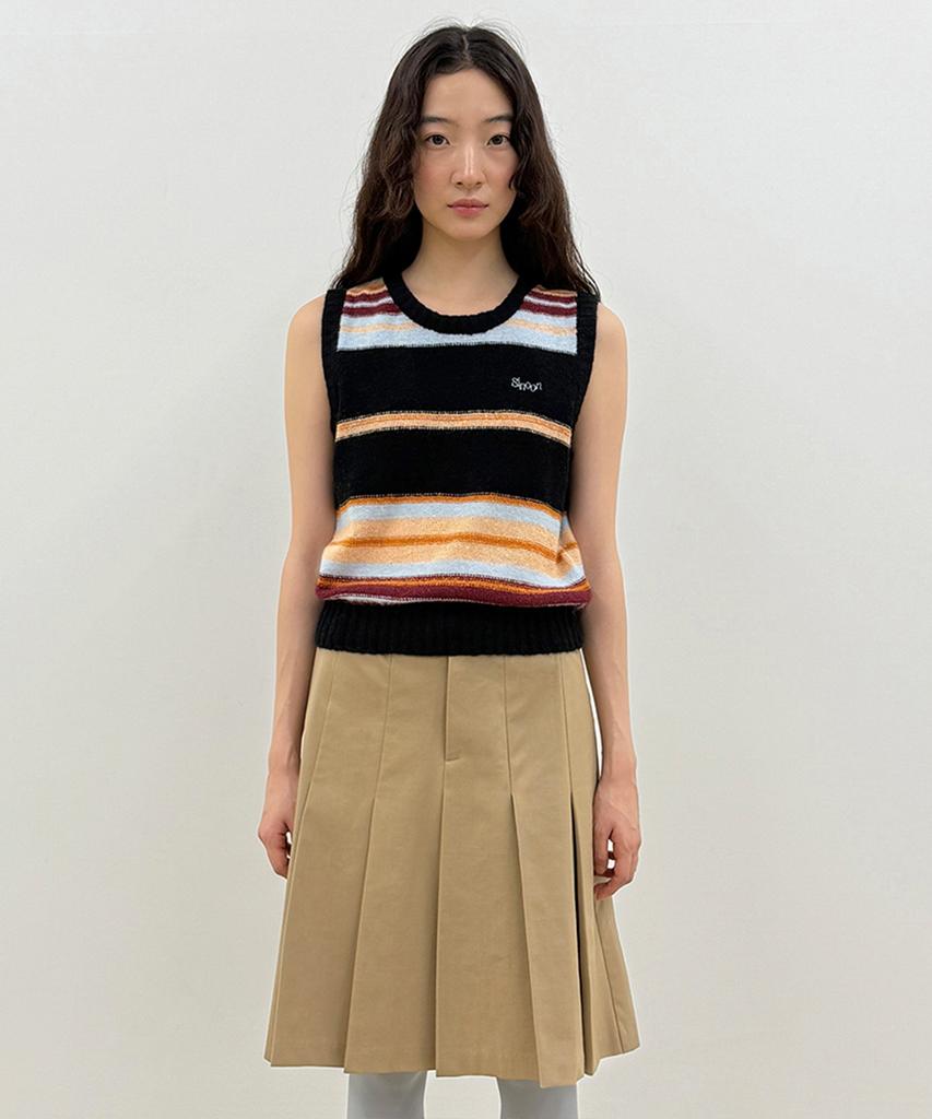 SINOON Sinoon Mix Stripe Knit Vest (Black Mix)