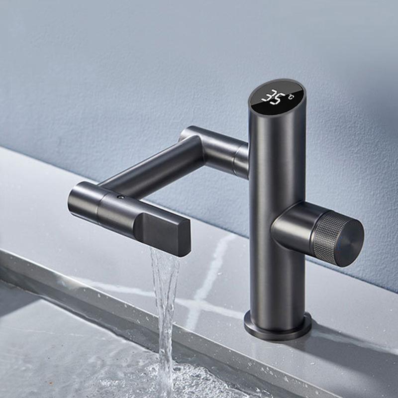 Modern Intelligent Digital Display Waterfall Taps Sink Faucet 1080 Degree Basin Faucets Bathroom Faucet Hot and Cold Water Mixer