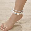 Fashion Two Pieces Boho Beach Shell Ankle Bracelet, Handmade Braided Adjustable String Seashell Anklets For Women Jewelry Summer