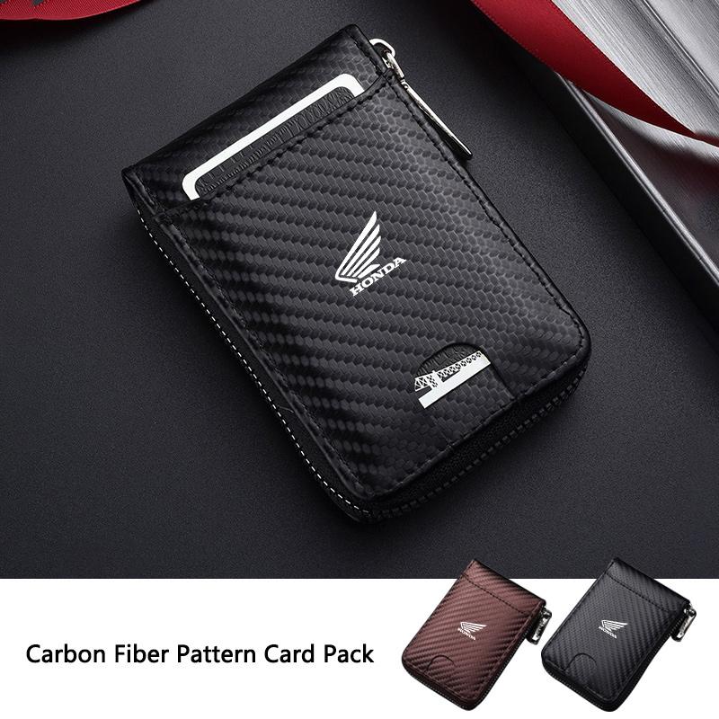 Motorcycle Carbon Fiber Pattern Card Pack ID Credit Card Document Wallet For Honda CB400CB650FCBF CBR25ORR CRF SH3O0 NC75O HONDAOW3
