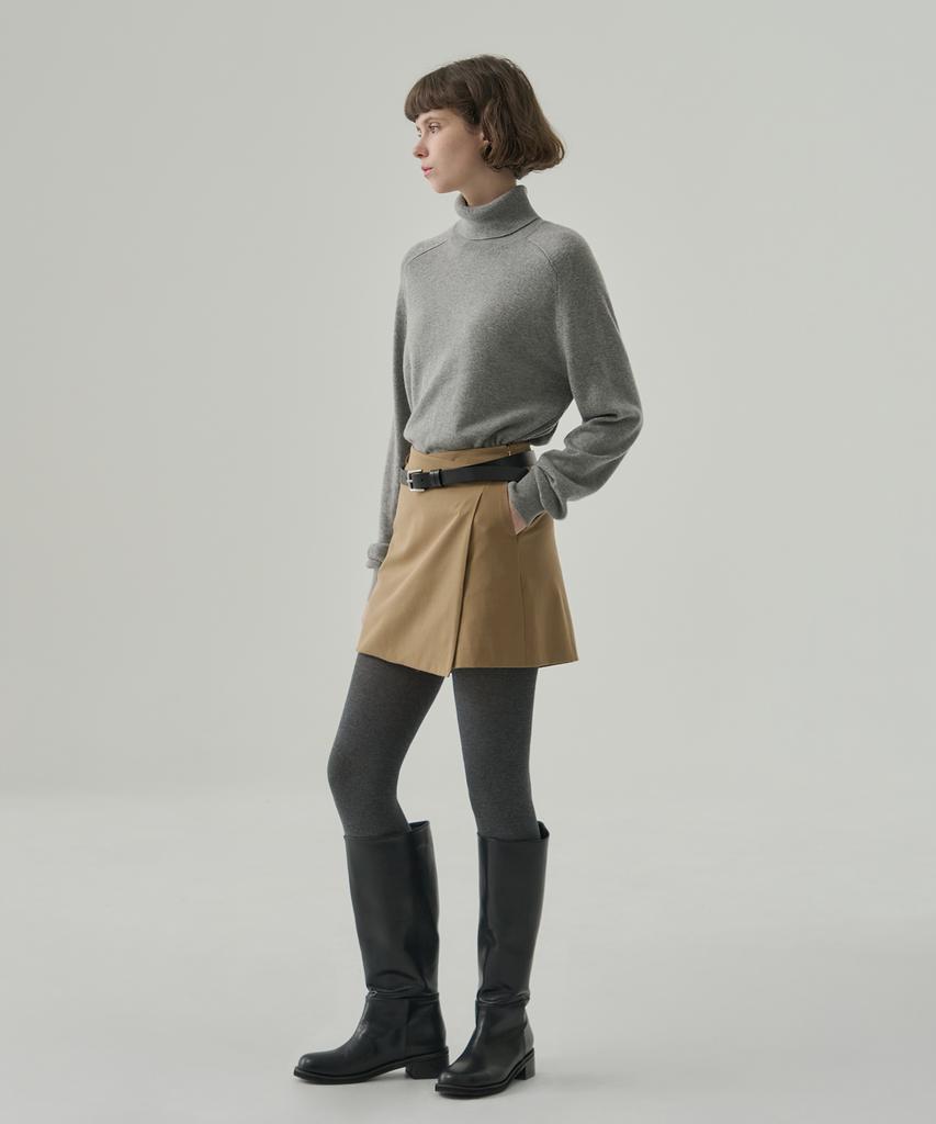 Deuloupisumeon Cashmere Wool Slit Turtleneck Pullover Knit [Camel]