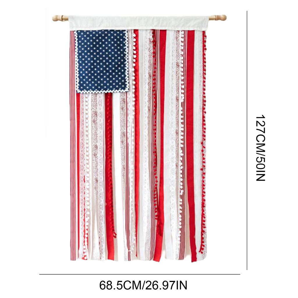 50x26 Inch American Flag Banner with Tassel and Suspension Rope Lighted Rag for Anniversary Celebration Indoor Outdoor Decor