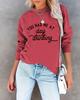 European & American Style Loose Fit Long Sleeve Printed Round Neck Hoodie