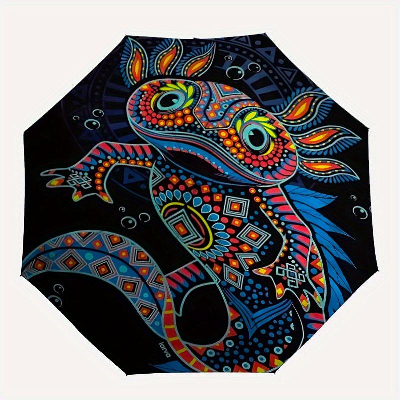 

1pc Axolotl Mandala Automatic Open/close Umbrella, 8-Rib sturdy structure, Portable Travel Umbrella, Parties, Everyday Use, Outdoor Accessor