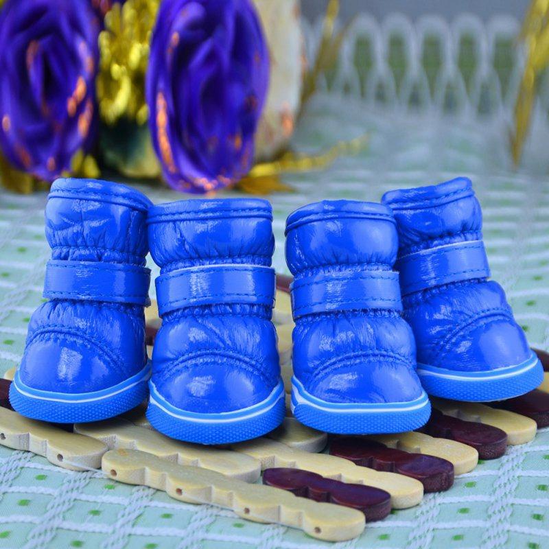 4pcs/set Waterproof Pet Shoes Winter Snow Boots Casual Warm Slip-Resistant Anti-slip Boots For Small Medium Dog Shoes Footwear