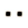 Silver needle geometric full diamond square stud earrings women's niche design sense black earrings Korean simple temperament earrings