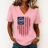 Women’s Casual V Neck Short Sleeve Pullover Top with 250th Anniversary Printed Graphic Lightweight Loose Fit T Shirt