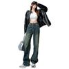 American Style High-Waist Wide-Leg Jeans for Women - Spring & Autumn 2023, Retro Straight Floor-Length Trousers