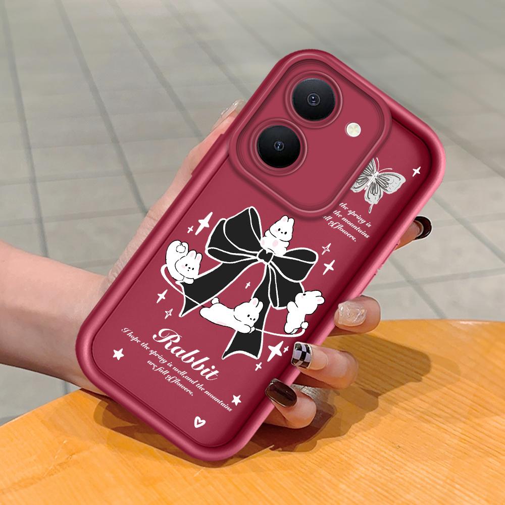 Soft Silicone Square Ladder Printing Pattern Phone Casing Full Cover Camera Shockproof Protection Rubber Case for Vivo