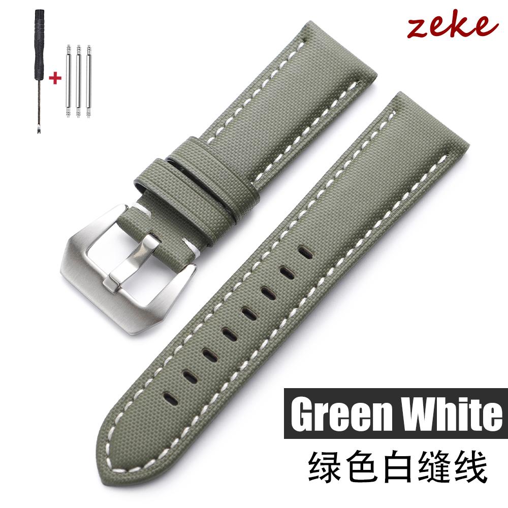 Universal Stitching Watch Band Durable Sailcloth & Leather Watch Strap 20mm 22mm 24mm 26mm Watchband Accessories Perforated Belt