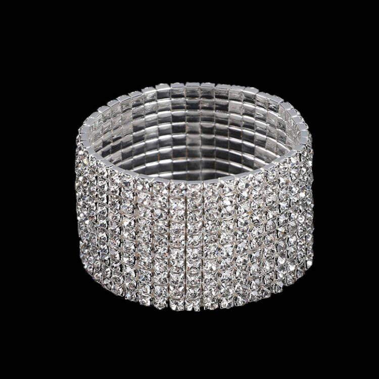 Women's Full Diamond Elastic Bracelet, Fashion Rhinestone Stretch Bangle