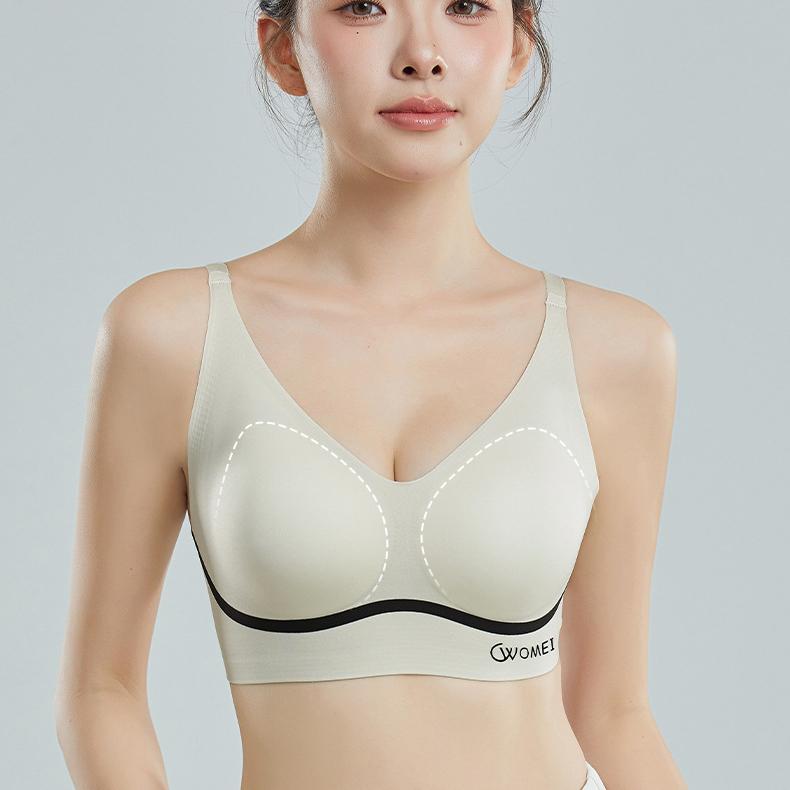 Summer Thin Bra Women's Soft Support Seamless Bra Gathering Anti Sagging and Double Breast Bra