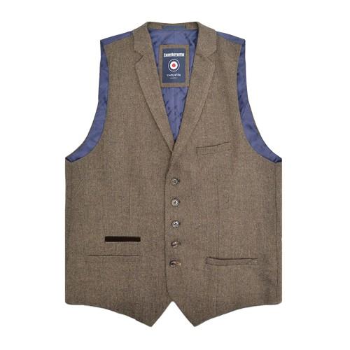 LAMBRETTA Mens Morgan Herringbone Waistcoat