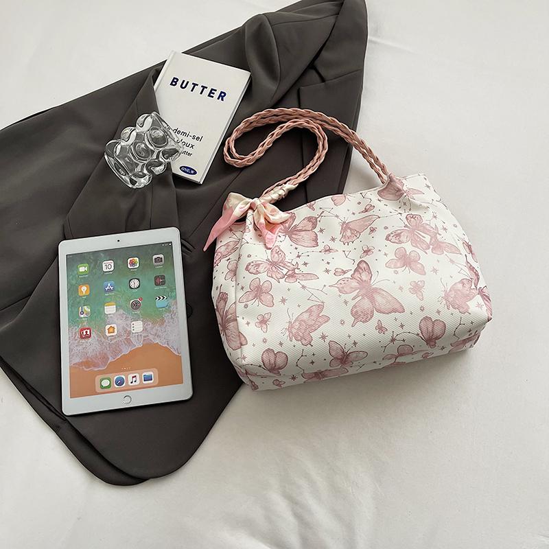 Leisure Large Capacity  New Summer Shoulder Bag Butterfly College Student Commuter Tote Bag Trendy and Fashionable