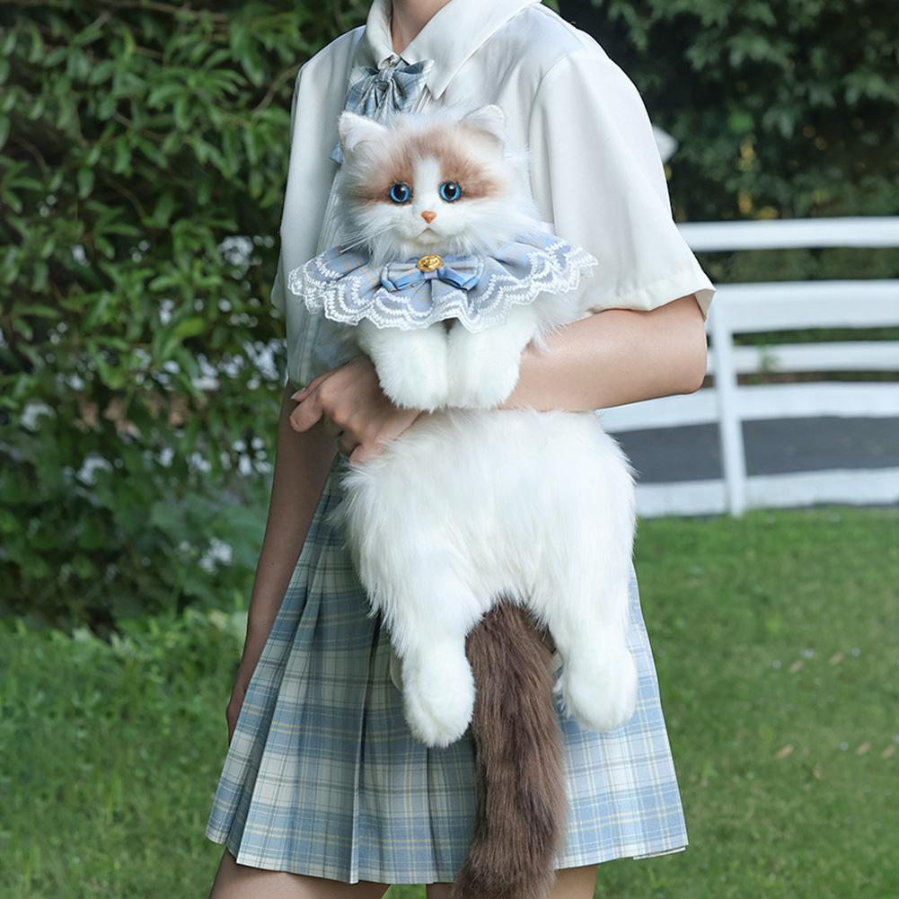 Simulated Cat Shaped Backpack,Kawaii Soft Plush Trendy Backpack Purse,Cute Cat Shoulder Bag For Woman Girls School Bag Gift