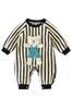 Long Sleeve Striped Animal Romper with Stuffed Soft Korean Baby 90cm [EnDast] Animal, Material, Children's Clothing, Clothing, Gift, 66cm, 73cm, 80cm,