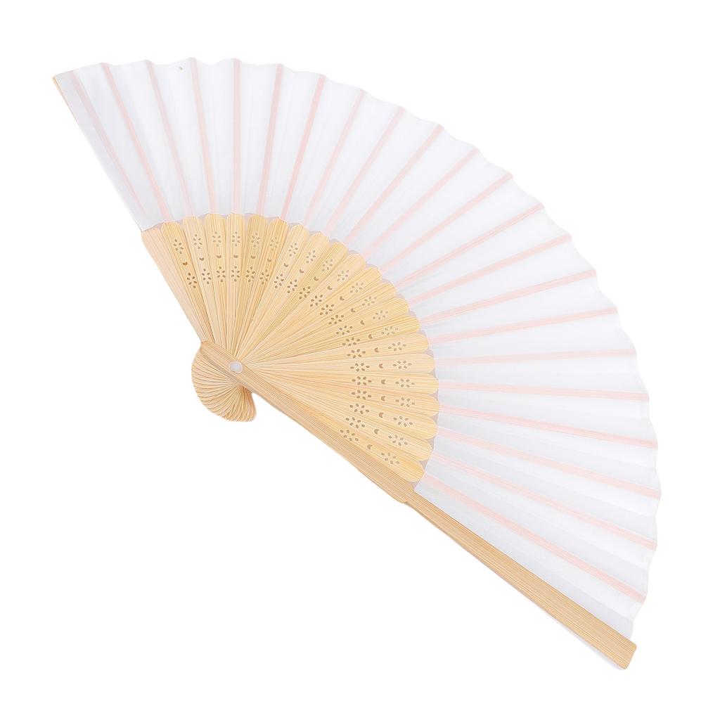 Folding Hand Fan 21cm Blank Silk Fabric Bamboo Folded Hand Fan for Wedding Daily Use