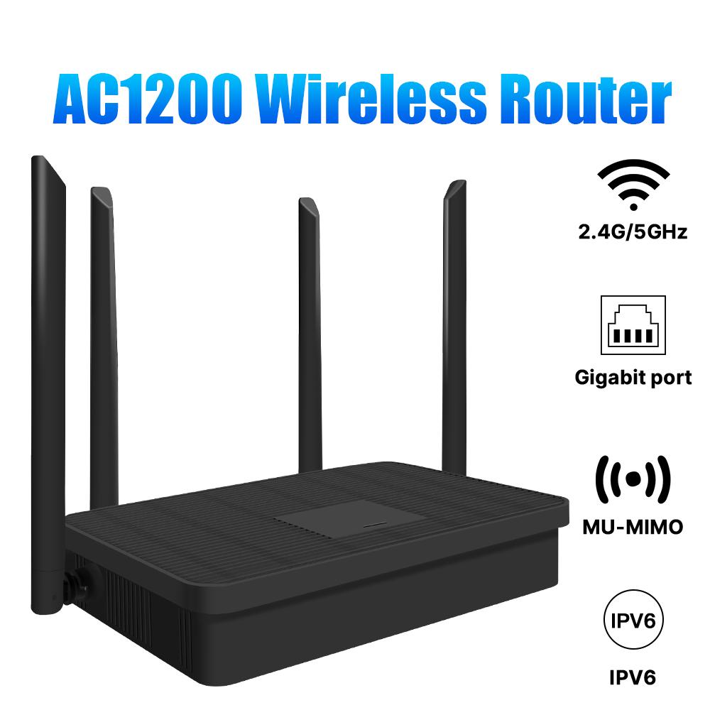 

Fenvi AC1200M Dual Band Gigabit Wi-Fi Router - 1200Mbps High-Speed, 2.4GHz & 5GHz, Ideal for Large Spaces чорний