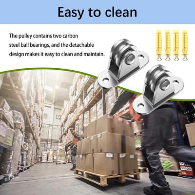Pulley System For Garage Small Silent Rigging Block Heavy Duty Stainless Cable Pulley Wheel Load Capacity 176 Lbs For Ceiling