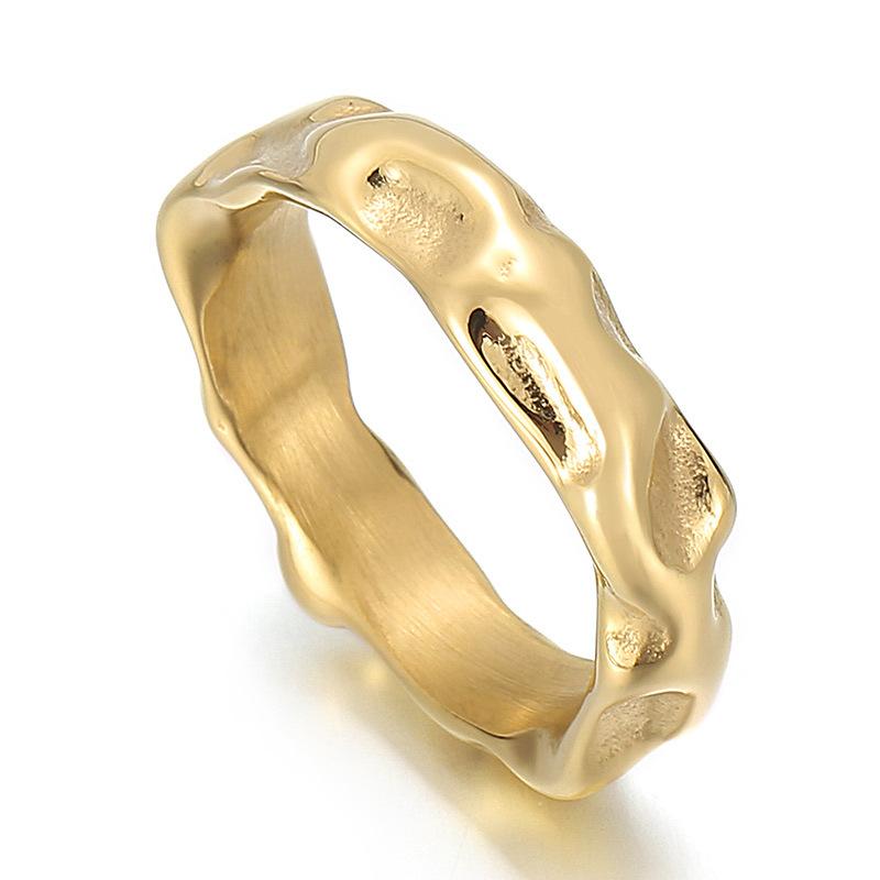Ring, European and American Creative Personality Irregular Wave Men's Titanium Steel Ring