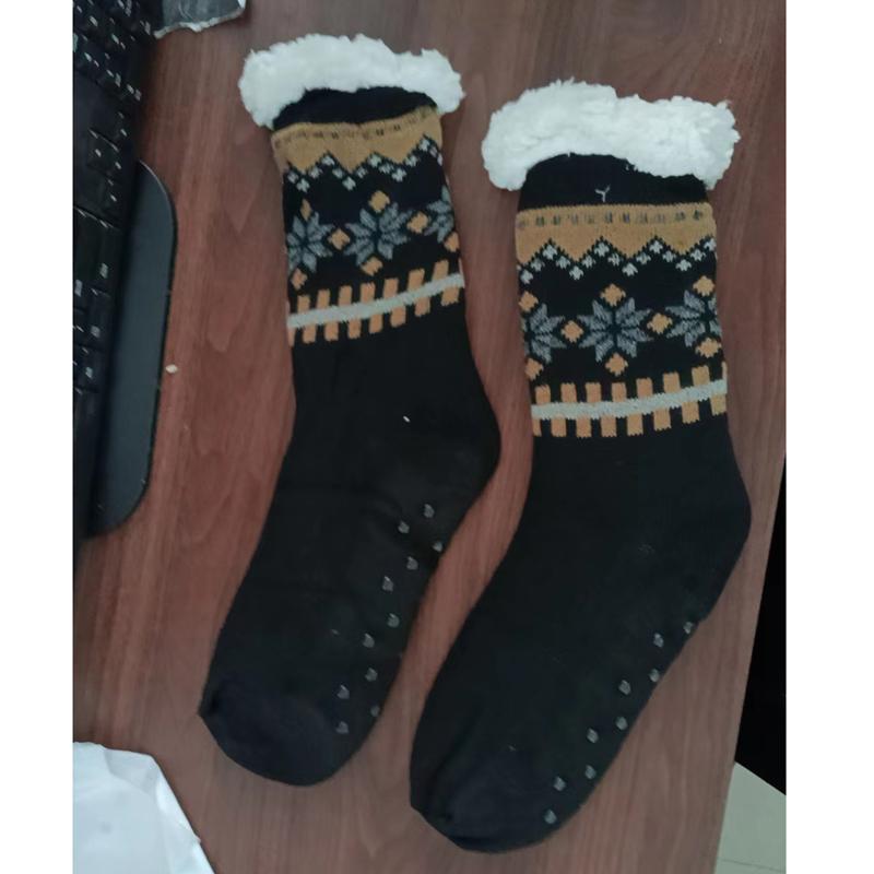 

Зимние носки мужские термостойкие теплые короткие плюс бархатные мягкие нескользящие напольные пушистые носки мужские листочки новые в подарок на Рождество