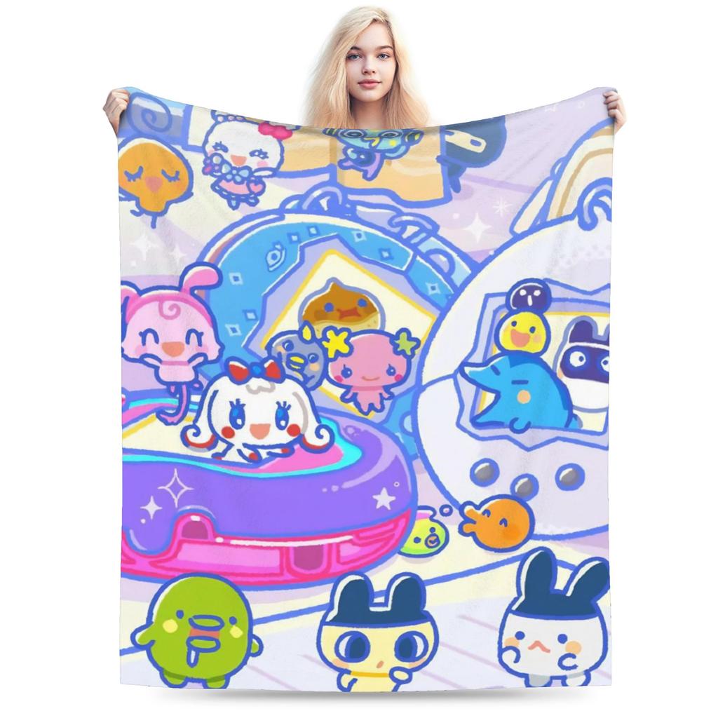 Tamagotchis Mametchi Flannel Blanket Spring Soft Bedding Throws for Girls Boys Couch Chair Print Bedspread Sofa Bed Cover