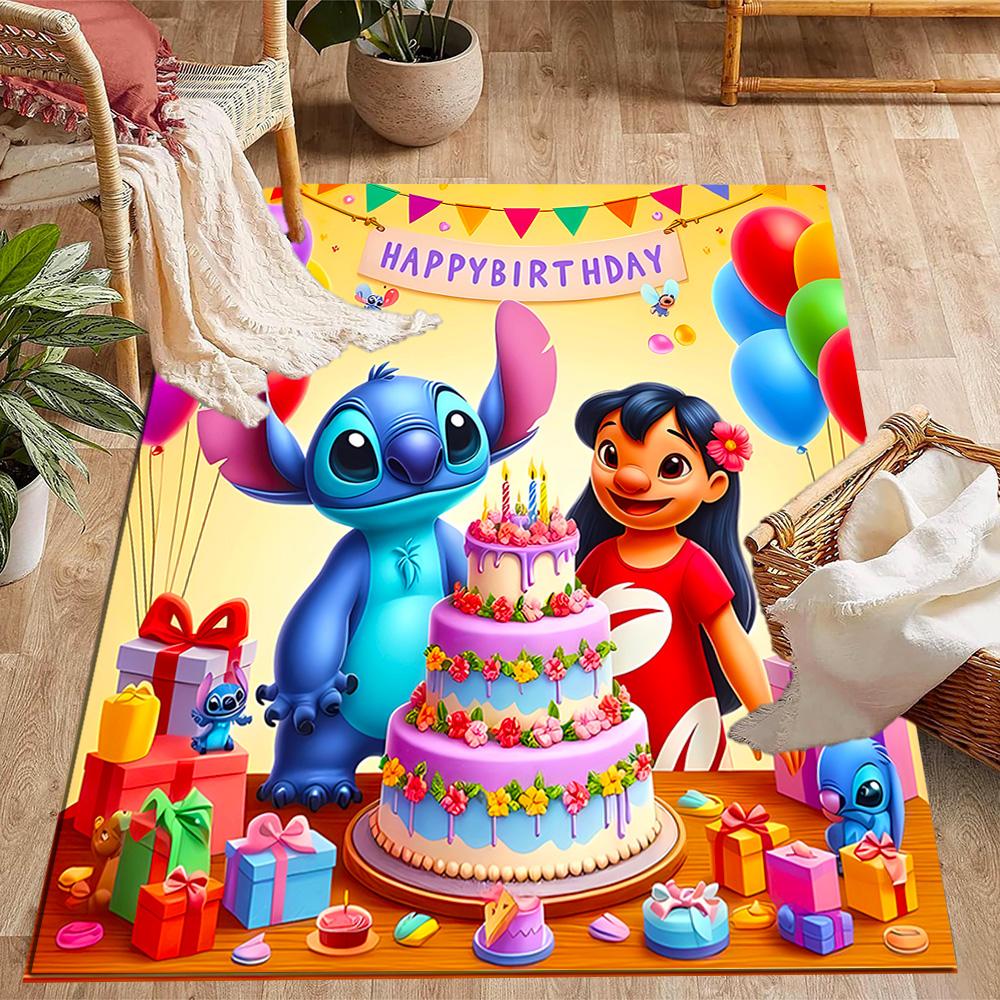 Lilo And Stitch Dance Party Disney Cartoon Theme Anti-Slip Rug - Polyester, Home Decor, Suitable for Bedrooms, Living Rooms, Doorways, and Studios