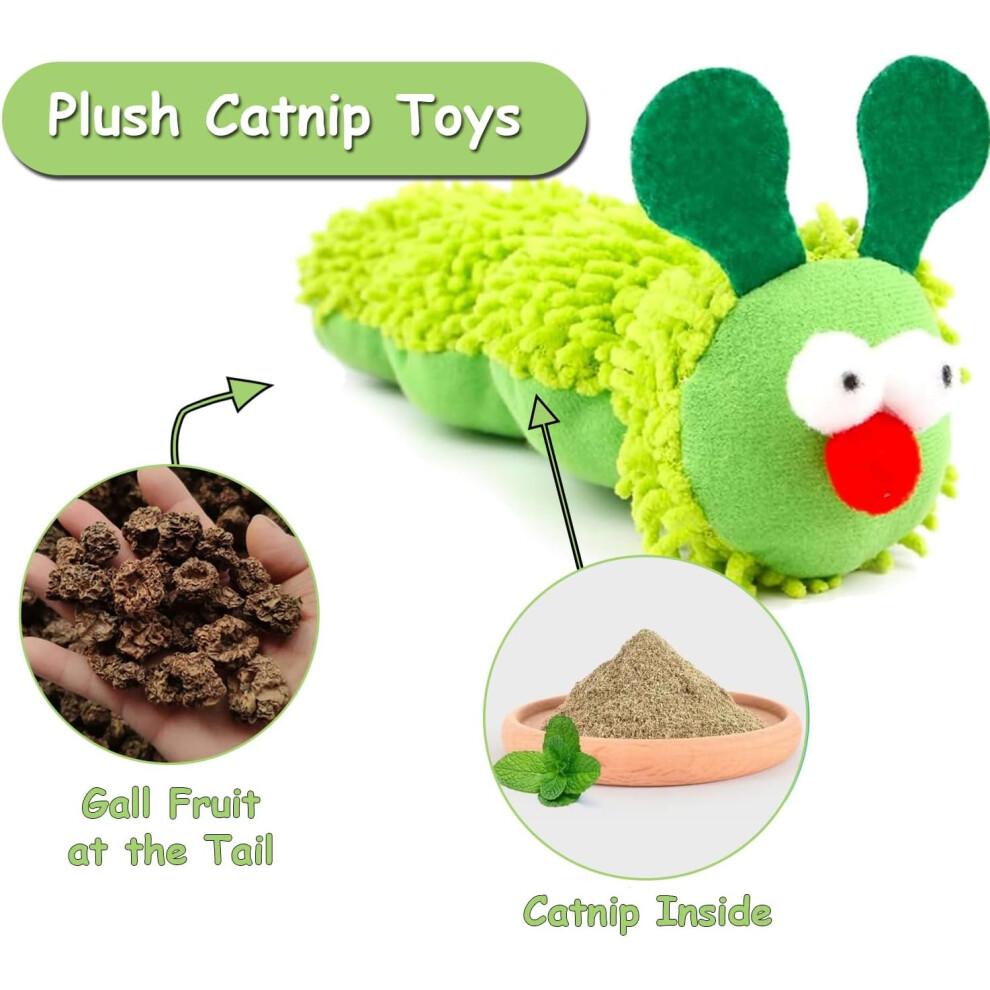 2 PCS Catnip Toys for Indoor Cats, BiteResistant Plush Worms with Crinkle Sound and Dental Health