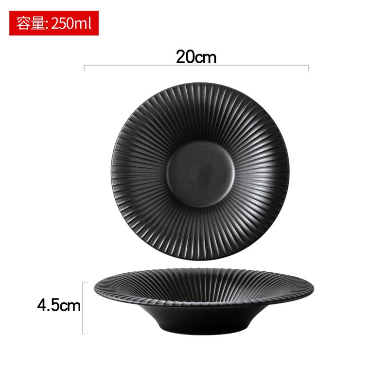 Japanese Striped Salad Plate Ceramic Deep Plate Thick Soup Plate Dessert Snack Bowl Kitchen Artistic Conception Tableware